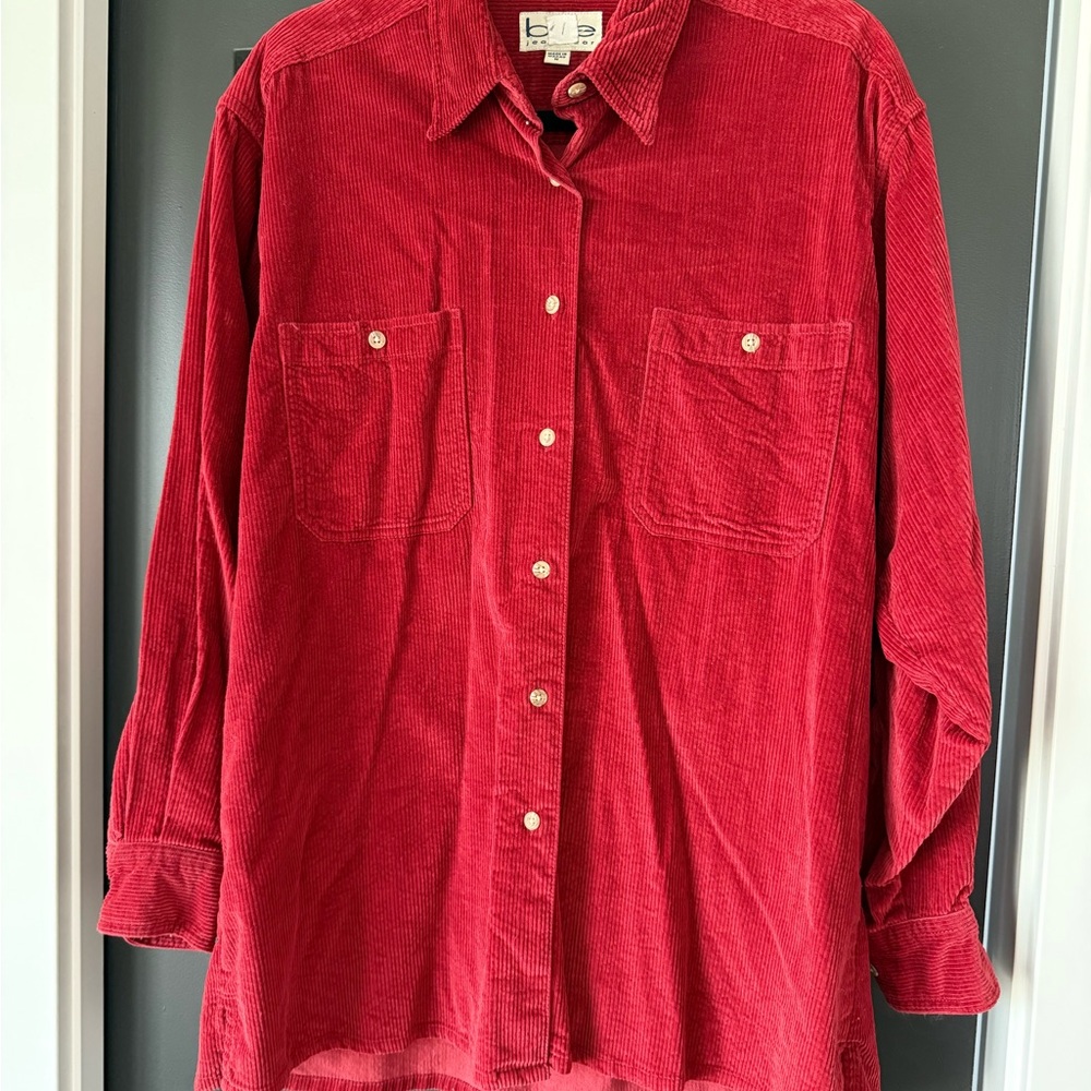BDG Red Corduroy Casual Button-Down Shirt